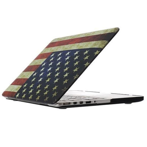 Skal til Macbook Pro Retina USA Flag 13,3 tommer Blå, Hvid &amp; Stang