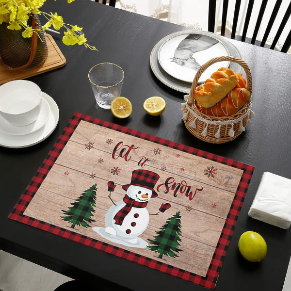 God Jul bordstablett, bordsunderlägg Winter Snowman bordstablett