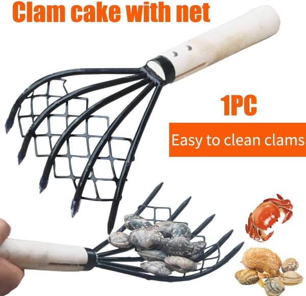 Rake, digging tool, garden tool for shellfish, cleaning garden gutters, removing stones