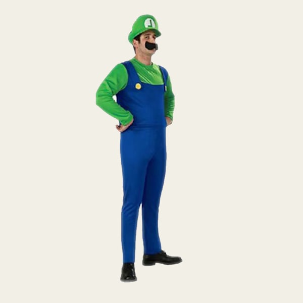 Mario kostume Super Mario tøj Halloween bold dekoration hat børne cosplay performance kostumer Adult male green XL