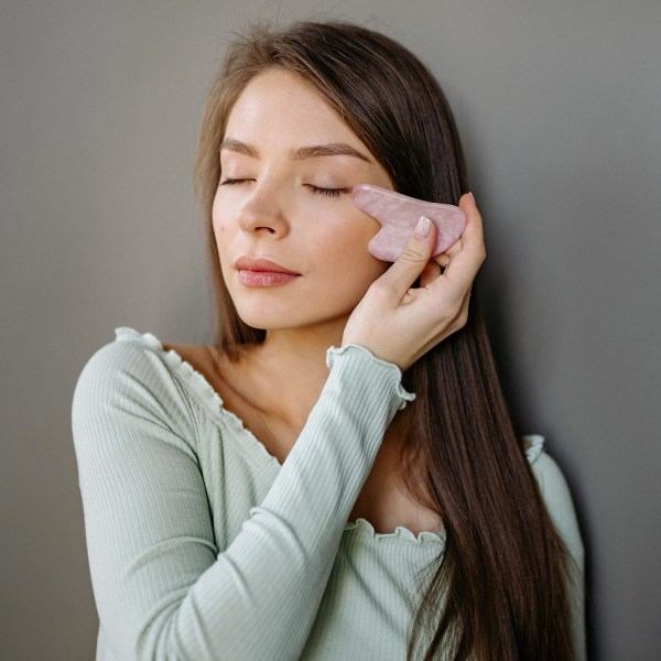 TG Gua Sha-Sten til Ansigtsmassage - Lyserød