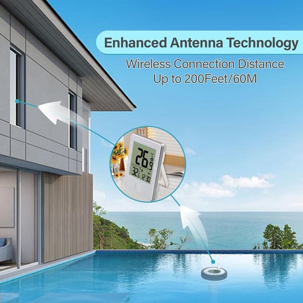 Svømmebassintermometer - flydende pooltermometer - Flydende vandtermometer - Vandtermometer med LCD-skærm