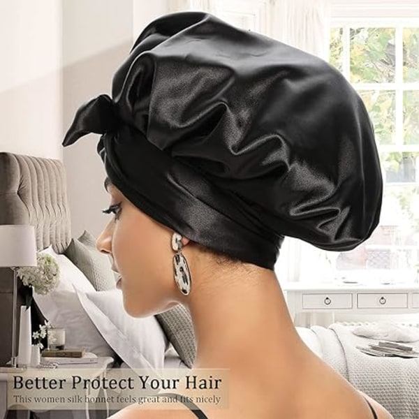 Satin Bonnet for svarte kvinner, Silk Bonnet for krøllete hår