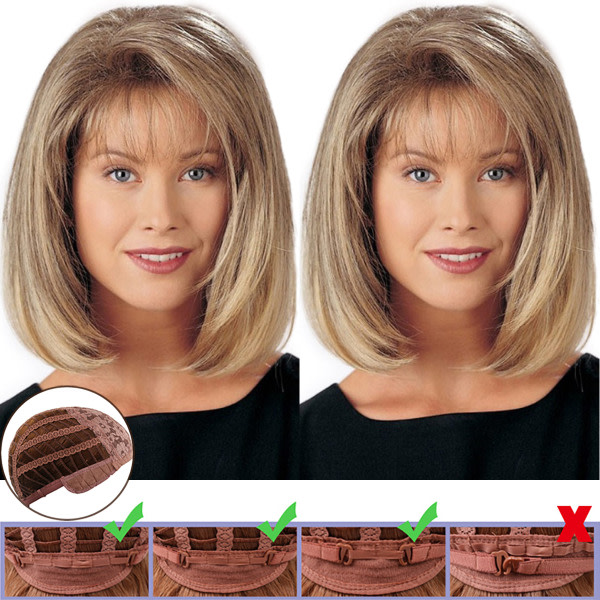 TG Classic Retro Highlights Peruker med lugg Mix Brown Blonde