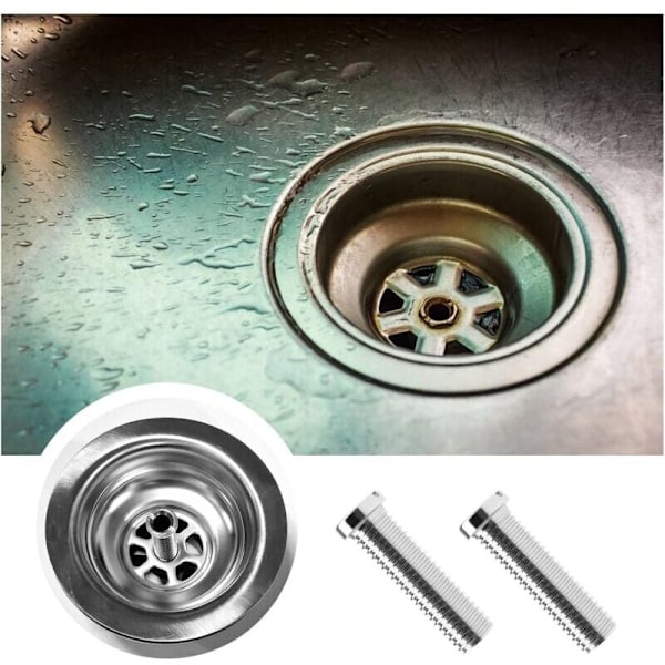 2 stk 304 Rustfritt Stål Kjøkkenvask Sil Skruer Avfallsil Gjenget Skruekobling M12×45mm Vask Bolt Skrue for Vask Sil Propp