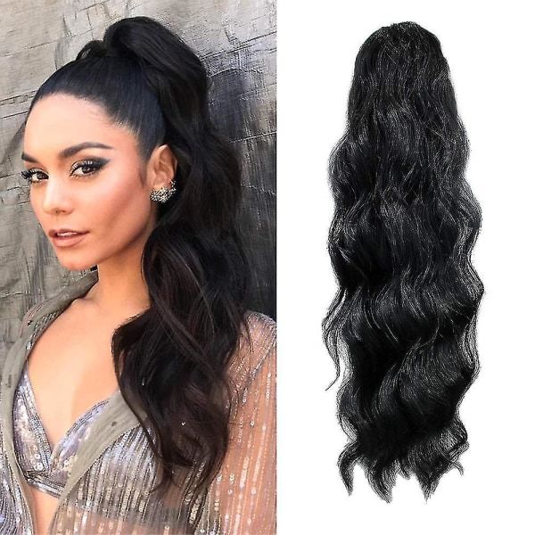 TG 24 tum lång Body Wave hästsvans hårförlängning, syntetisk värmebeständig omlott dragsko curl