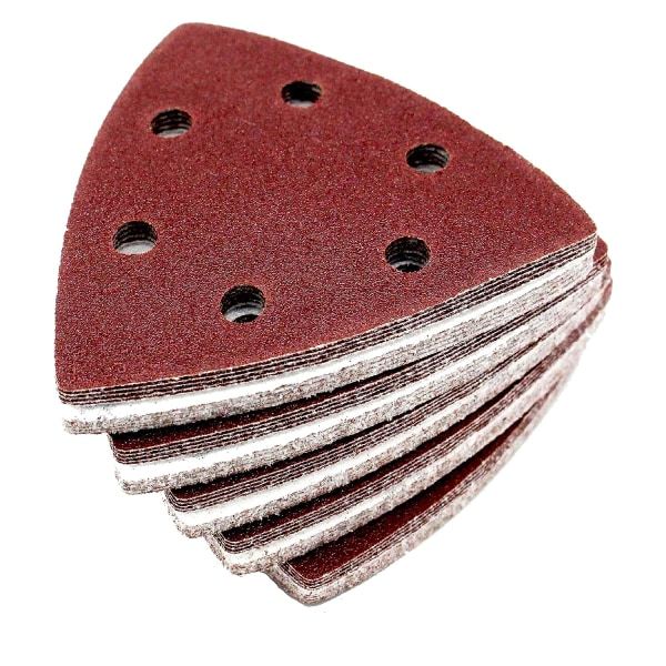 Deltaslip-trekanter │ 100 stykker │ 6 hull │ 93 x 93 x 93 mm │ korn 80 │ for deltaslipmaskiner │ Slipark │ Sandpapir