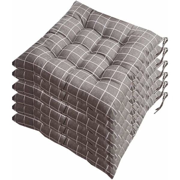 Sæt med 6 Stolhynder 40x40, Dekorativ Hynde Stolhynde Havehynder 12 Sting i Et Forskellige Mønstre, Polyester (A)..DEBUNS