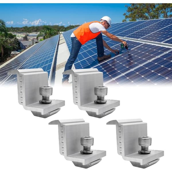 Solcellepanelbraketter Sett med 4, Z-panel, Solcellepanelbrakett for solcellepanel, Solcellepanelbrakettmodulhøyde 30–50 mm (Endeterminal)