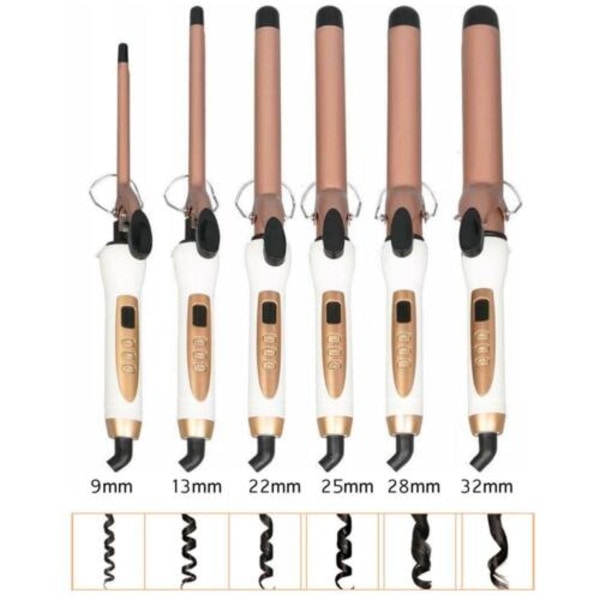 TG 9-32MM Keramisk Hårcurlere LED Curling Wand Salon Tong Styler EU-stik 9MM
