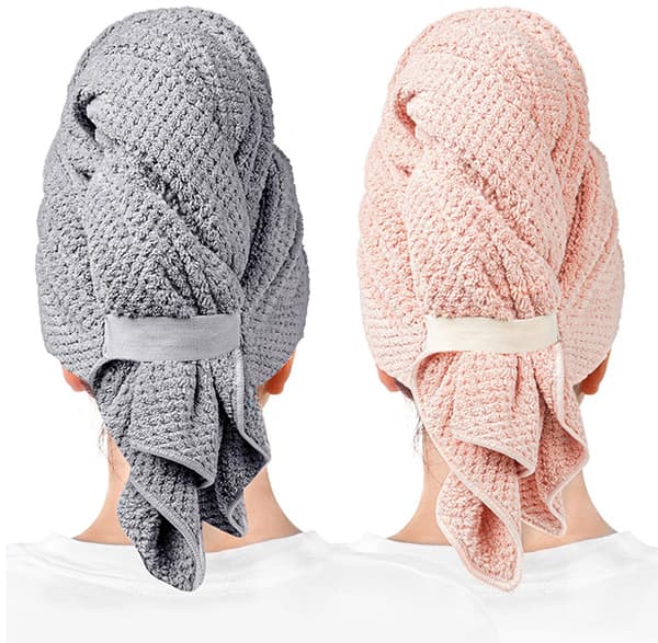 2-pak Mikrofiber Hårtørrer Håndklæder til Langt Hår - Absorberende Hurtigtørrende Håndklæder - Super Bløde Hurtigtørrende Håndklæder - Velegnet til Kvinder og Piger