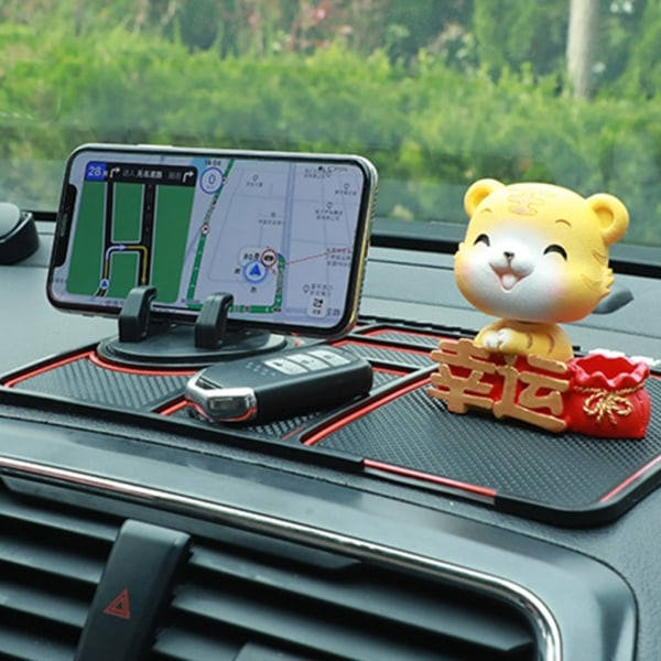 Bil Dashboard Halkskyddsmatta i Gummi, 10''x7'' Universal Halkskyddsmatta för Bilens Instrumentbräda för Telefoner Solglasögon Nycklar Röd