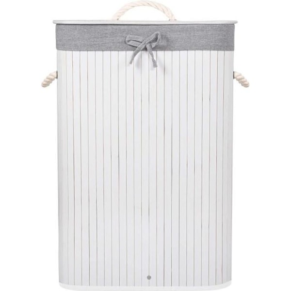 SPRINGOS® Natur bambus vasketøjskurv 72L med håndtag - Hvid Vit
