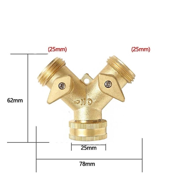 Messingrør, 3/4\" havehane Y-splitter dobbeltslange