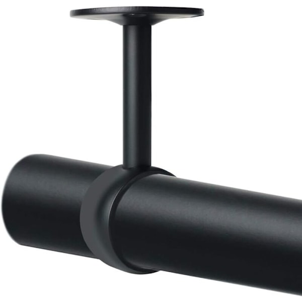 gardinstangbrakett, garderobestangbrakett med skruer, takmontering for gardin og garderobe, matt svart rustfritt stål, diameter 32 mm