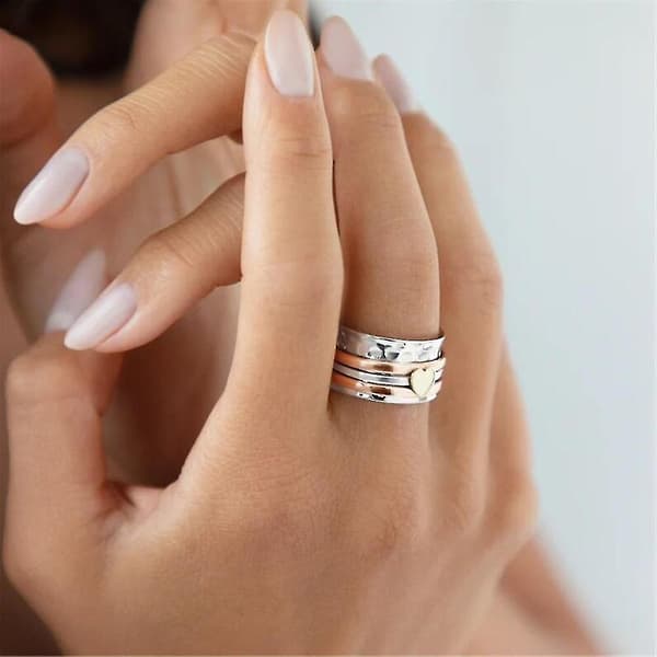 Snurrende Kjærlighet Stress Relief Ring Smykker Kvinner Dame Gave 9 9_yux 9