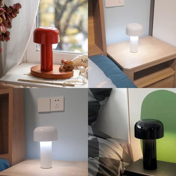 1:a Svamplampa med Touch-Dimning - Bordslampa för Vardagsrum, USB Laddningsbar LED Nattlampa, Modern Sladdlös för Rum/Bar/Sovrum/Sängbord/Studie/Hem/Kontor Gray