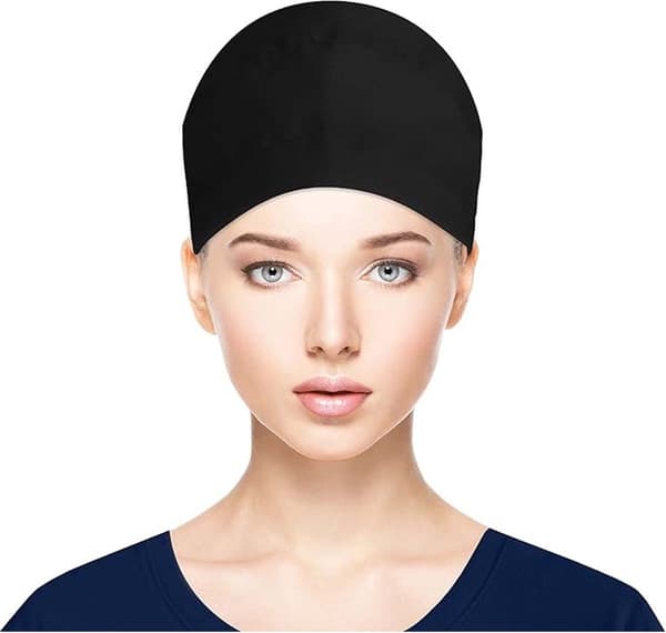 Justerbar turbanhat med knapper, til kemo, svedbånd, køkken, hestehale