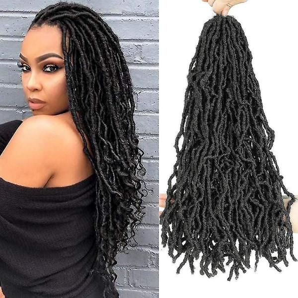 TG Flätad Peruk, Twist Lock Peruk, Värmebeständig Syntet, Tadpole Twist Dreadlock Peruk, Dam 18\" (21 Flätor)