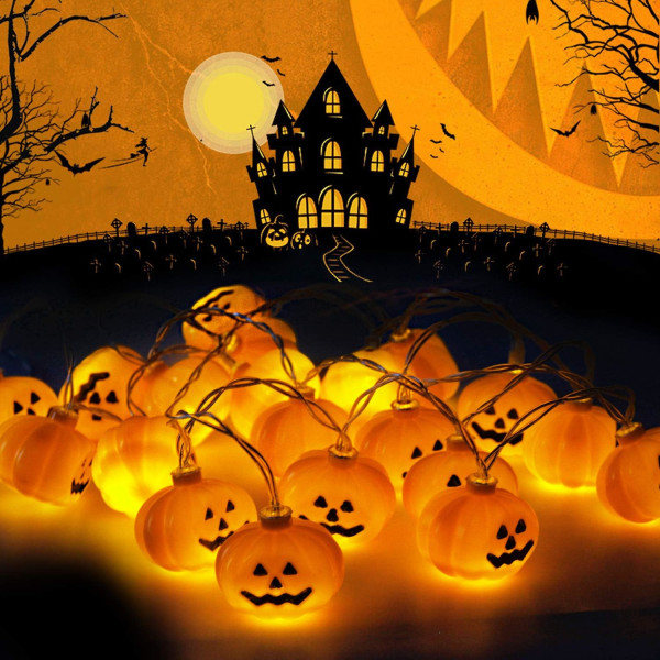 LED-valoketjut, Pumpa-valoketjut Halloween Pumpa Lyhty 2m 20LED Paristot Pumpa Valot Ketjut Valot Lamput Lamppu Koriste