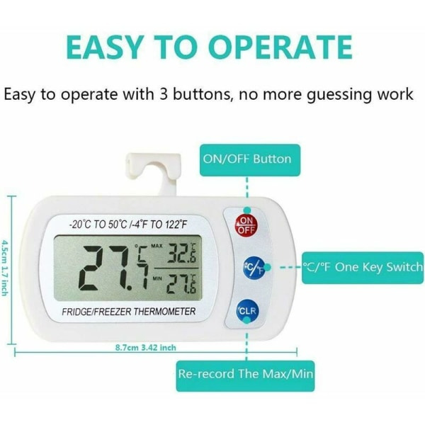 Kyltermometer Vattentät Digital Kyl- och Frystermometer