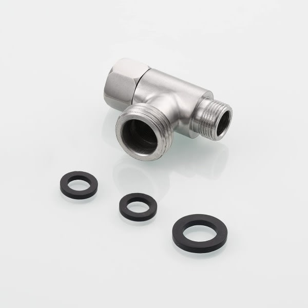 3-vejs 3/8\" og 1/2\" 3-vejs adapter Tee-kobling Rustfrit stål 3/8\" vandledning T-kobling Børstet nikkel