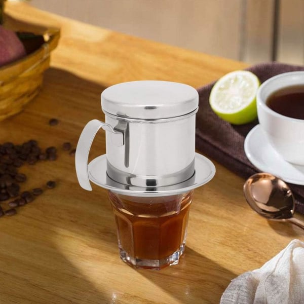 Vietnamesisk kaffefilter, en kopp dryppbrygger i rustfritt stål