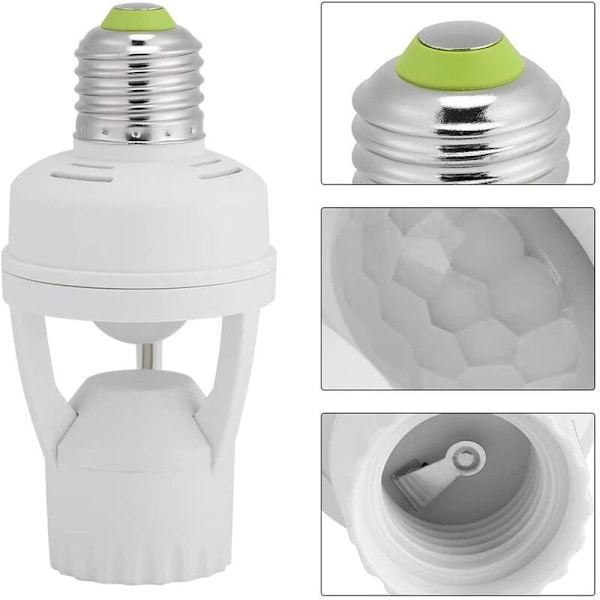 Sockel med PIR-rörelsesensor Glödlampor med E27-sockel för inomhusbruk med tids- och ljusjustering