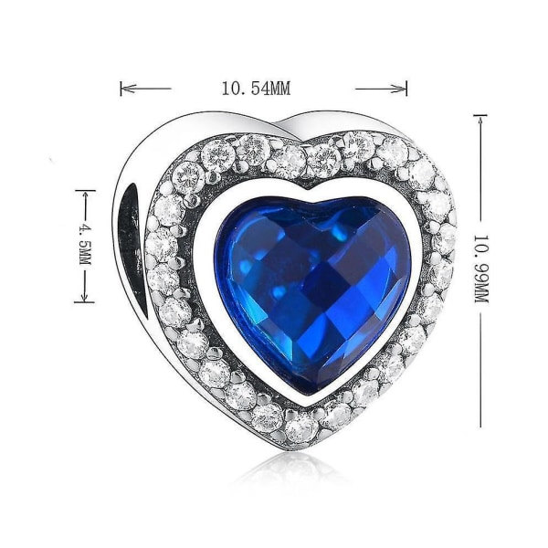 925 Sterling Sølv Glimtende Kærlighedsvedhæng & Blå Krystal Armbåndspærle DIY Smykker Kvinder |Vedhæng