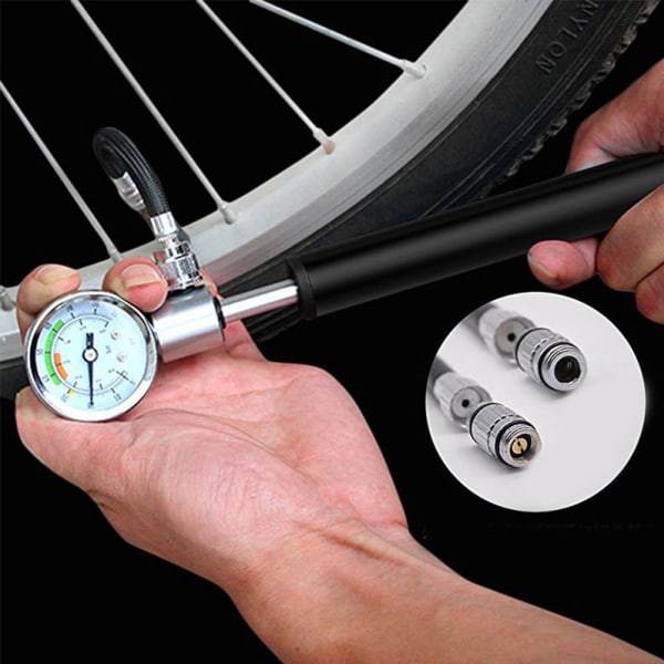 Golvcykelpump med Presta och Schrader cykelpump för ventil, 88 Psi multifunktionspump för landsvägscykelsportboll