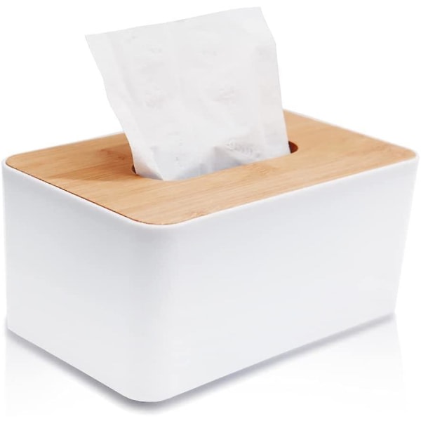 Trä Tissue Box Cover, ansigts vävnadsdispenserhållare, træ rektangulär avtagbar vävnadshållare för