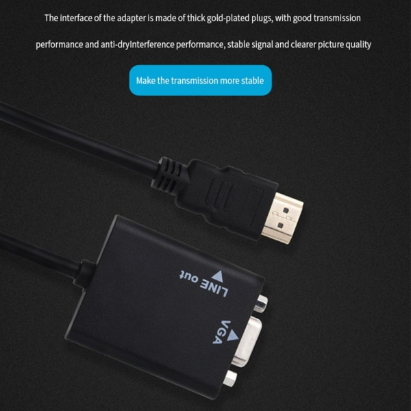 HDMI-kompatibel til VGA, guldbelagt han til hun adapter til computer Stationær Bærbar PC TV Set-top Box