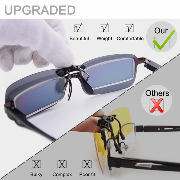 Polariseret unisex-solglasögon med klämma for glasögon-Bra clip-solglasögon for nærsynthet glasögon udendørs/körning/fiske-nyaste brun