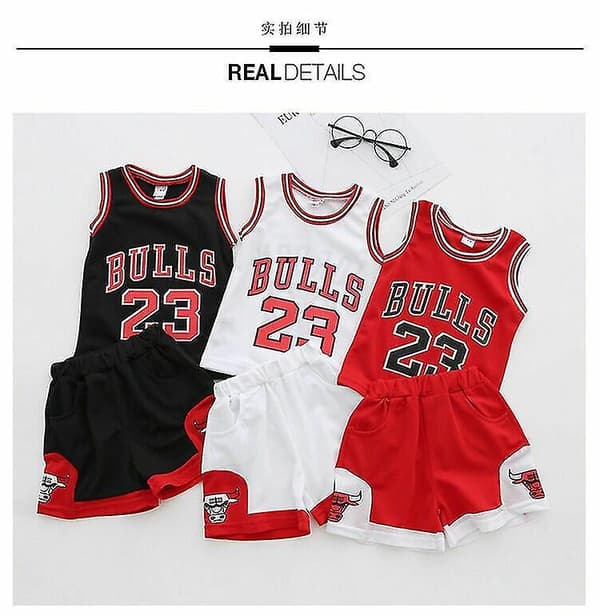 23 Michael Jordan Bulls Basketboldragter Korte Kostumer sort-Xin sort black 130cm