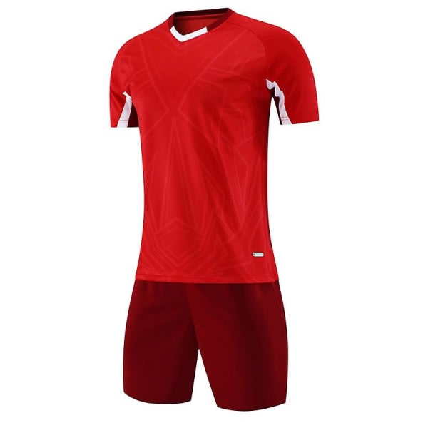 Nya Barn Fotbollströjor Vuxen Fotbollsuniformer Kit Herr Barn Futbol Träningsdräkt Löpsport Tröjor Set 2XL Röd(59083)