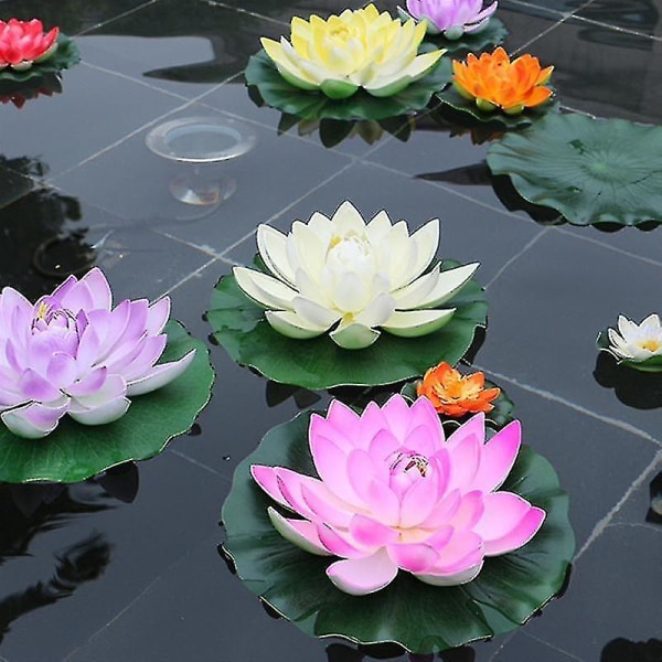 5 stk Kunstig Flytende Vannlilje Eva Lotus Blomst Damm Dekor 10cm Kunstig Lotus Damm Tankplante Ornament Hjem Hage