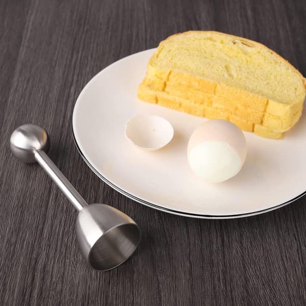 Eggeskallåpner - Eggeskallkutter - Egglokkkutter - Eggeskallflaskeåpner - Eggknekker - Rustfritt stål - Kjøkkenutstyr - Sølv - 1 stk