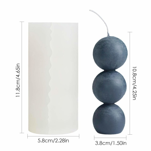 3D Formstøbeform, Bollar Støbeform Silikon Lysform Til Lysfremstilling Kalebas Støbeform 3 Efter Hinanden Boller Geometrisk Form