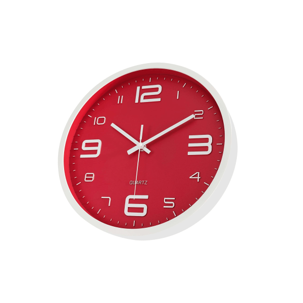 Red White Clock Collection 30cm- Tyst industriell väggklocka