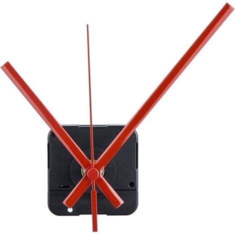(Red) Long Spindle Quartz Clock Movement, 1/2 Inch Maximum Dial Thickness, 9/10 Inch Overall Shaft Length