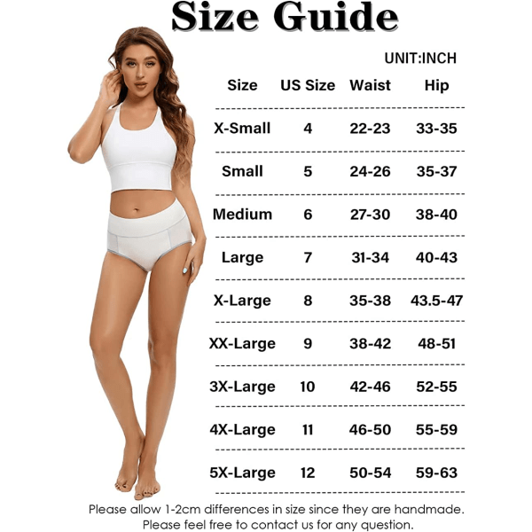 Damunderkläder i bomull med hög midja Mjuka andningsbara trosor Stretchtrosor Vanliga & Plus Size 5-pack Vit