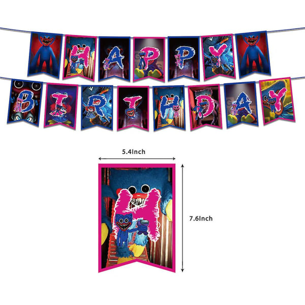 Poppy Playtime Huggy Wuggy Lasten Syntymäpäiväjuhlat Ilmapallot Banner Kakun Koristelusetti Tarvikkeet