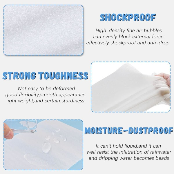 100 stk. Skumplastfolie 25x30cm, Skump?sar, Flyttende Bobleplast, Bubb