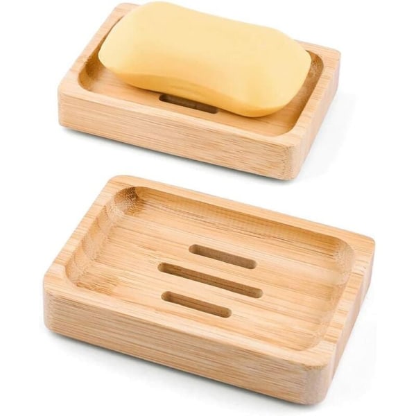 Galaxy 2 st naturligt bambu trä tvål tvål box, för kök badrum tvål svamp