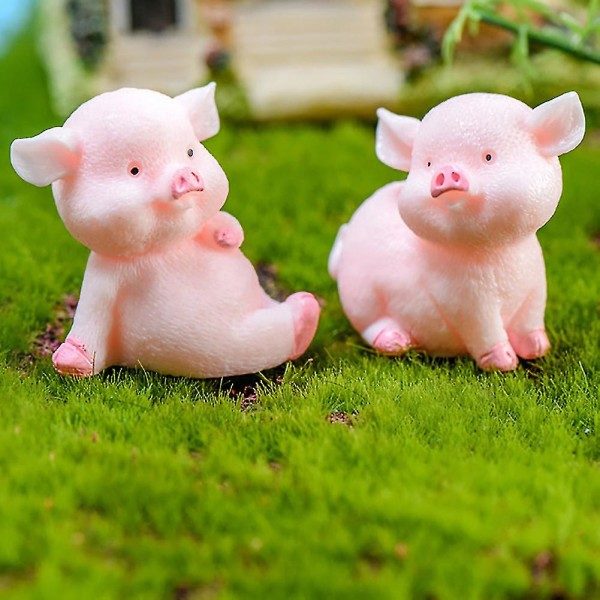 Skrivebords Resin Pig Modell Figur Skulptur DIY Håndverk Nøkkelring Bil Hjem Innredning 2