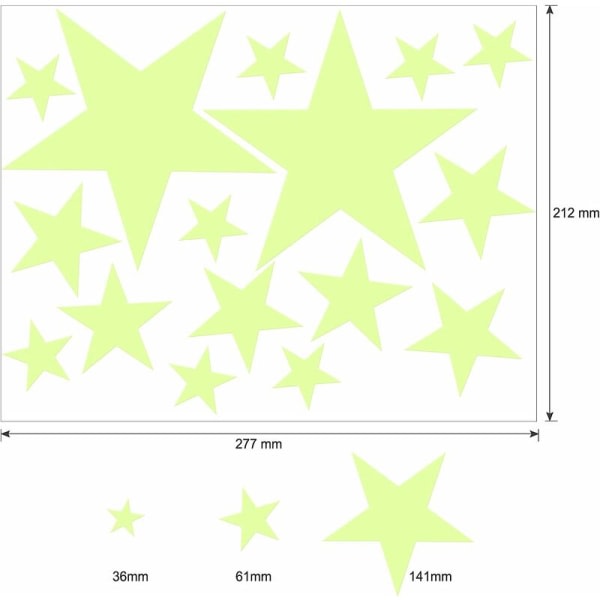 3D Selvlysende Måne- og Stjerneveggdekorasjon (30 cm 435 stk)