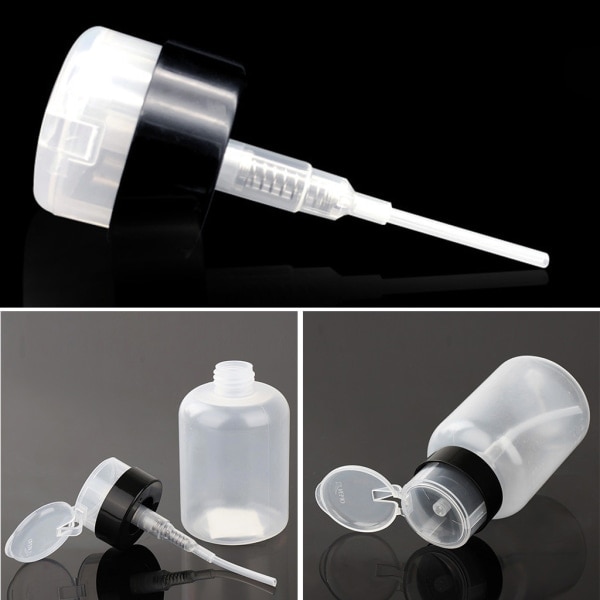 200 ml gjennomsiktig Push Down Tom flaske Press Pump Dispenser Neglelakkbeholder