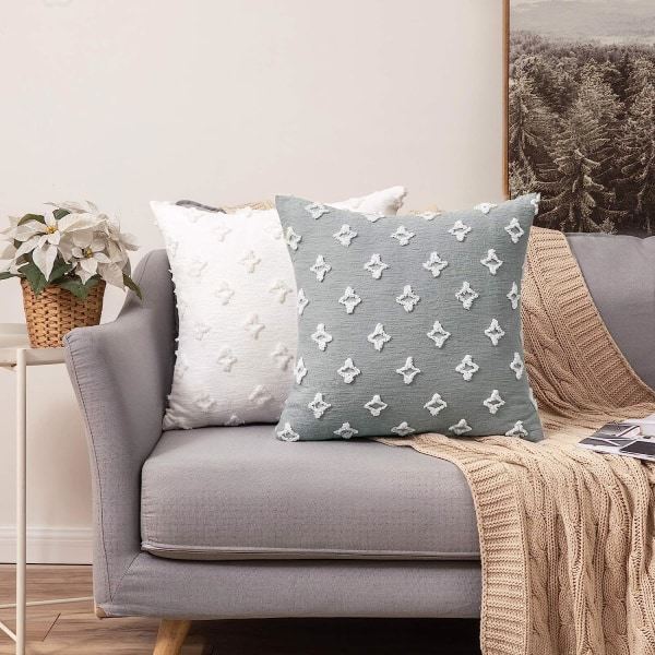 Set med 2 dekorative putetrekk, diamant-jacquard putevar, sommer-sofa myke rektangulære putevar, 12x20 tommer, beige