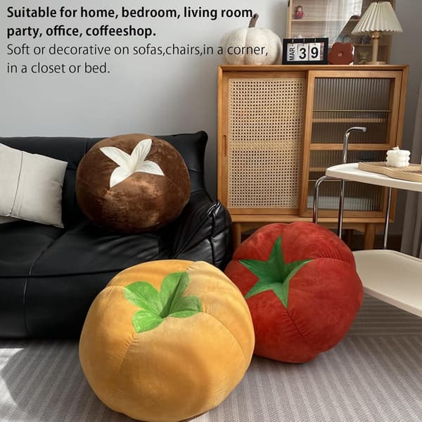 Tomatformad plyschkudde, mjuk PP-bomullsfylld dekorativ kudde för säng, soffa, stol, sovrum, röd, 45 x 45 x 22 cm