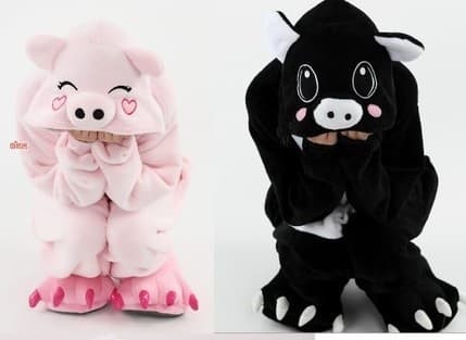 Fancy Cosplay Kostym Onesie Pyjamas Vuxen Nattkläder Rosa Gris M_yux M